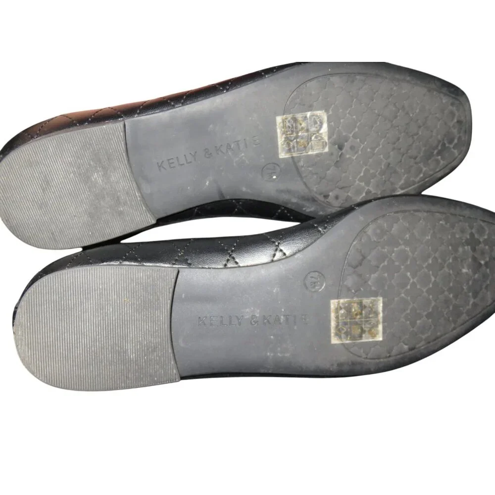 Kelly & Katie Sebrinel Black Quilted Vegan Leather Grosgrain Ballet Flat size7